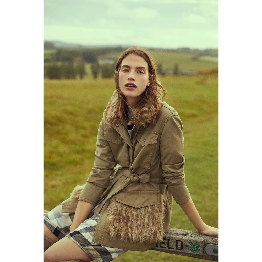 Anthropologie Faux Fur-Trimmed Field Parka Olive Green Jacket Women’s Medium - Picture 5 of 16